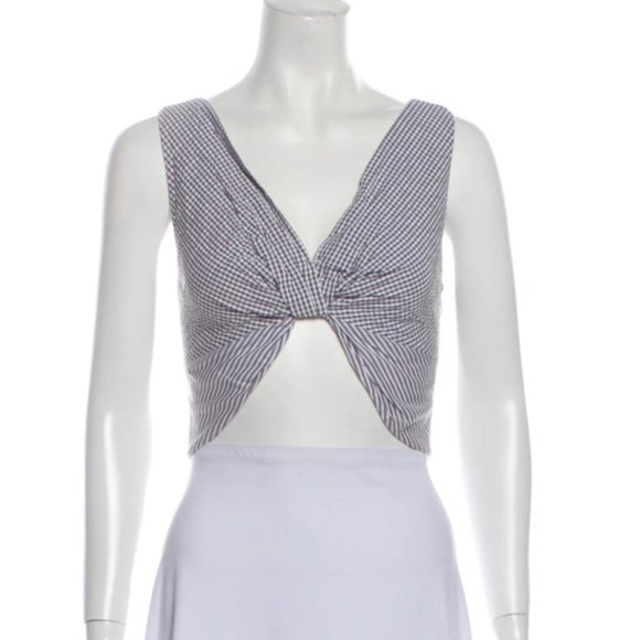 Thakoon Tops - Thakoon Plaid Print V-Neck Crop Top